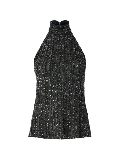 Missoni Sequin-embellished Halterneck Top In Black