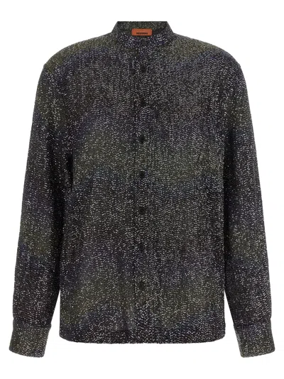 Missoni Sequin-embellished Knit Shirt In Gray