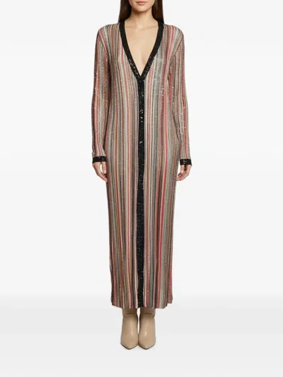 Pre-owned Missoni Sequin-embellished Maxi Dress In Neutrals