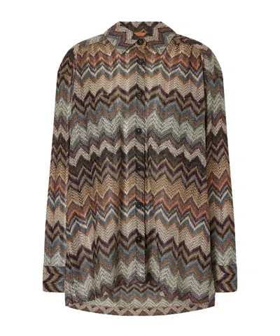 Missoni Sequin-embellished Metallic Crochet-knit Blouse In Brown