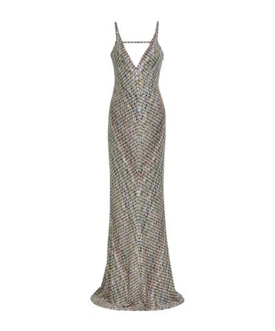 Missoni Sequin-embellished Metallic-knit Gown In Gray
