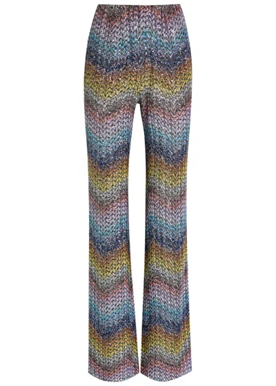 Missoni Sequin-embellished Metallic-knit Trousers In Multi