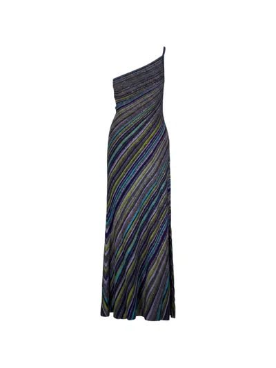 Missoni Sequin-embellished One-shoulder Maxi Dress In Black