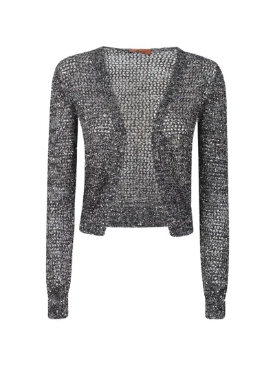 Missoni Sequin-embellished Open-knit Cardigan In Multi