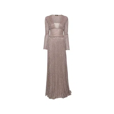 Missoni Sequin-embellished Pleated Evening Dress In Neutral