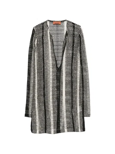 Missoni Striped Metallic Sequin-embellished Crochet-knit Dress In Black