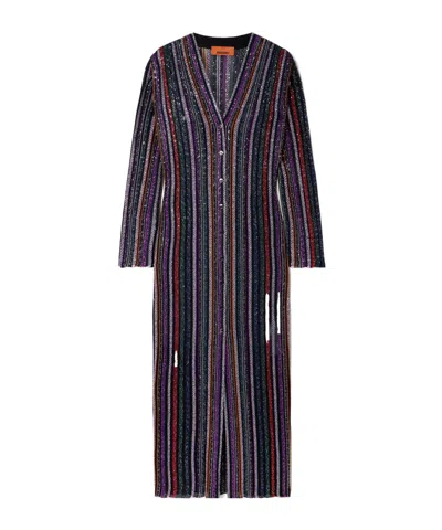 Missoni Sequin-embellished Striped Crochet-knit Cardigan In Multi