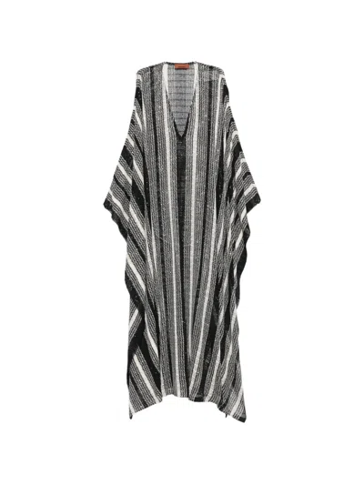 Missoni Long Striped Cotton Blend Beach Dress In Multi