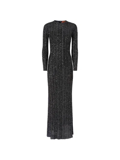 Missoni Sequin-embellished Striped Maxi Dress In Black
