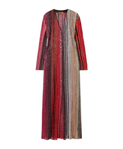 Missoni Sequin-embellished Striped Metallic Crochet-knit Cardigan In Multi