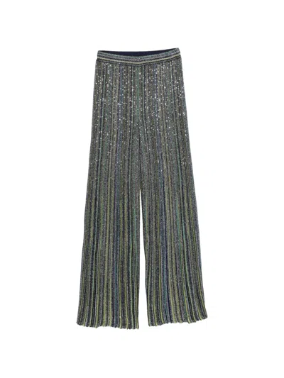 Missoni Sequin-embellished Striped Palazzo Pants In Green