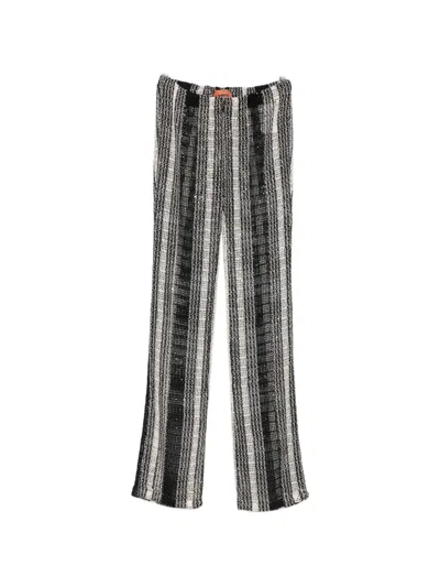 Missoni Knit Striped Trousers Sequin Detail Waistband In Brown