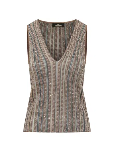 Missoni Sequin-embellished Top In Brown
