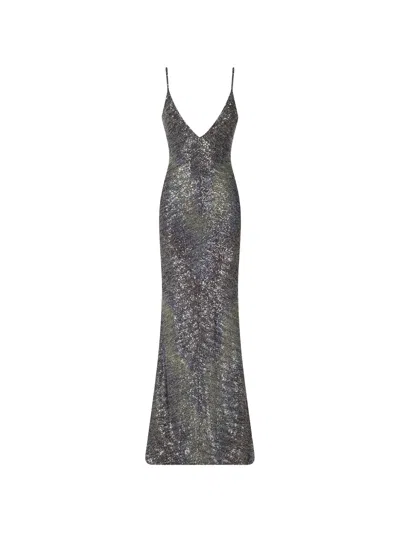 Missoni Sequin-embellished V-neck Maxi Dress In Gray