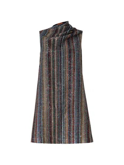 Missoni Sequin-embellished Striped Metallic Crochet-knit Mini Dress In Multi