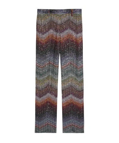 Missoni Sequin-embellished Zigzag Metallic-knit Trousers In Multi