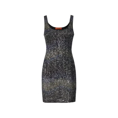Missoni Sequin-embellished Zig-zag Mini Dress In Black
