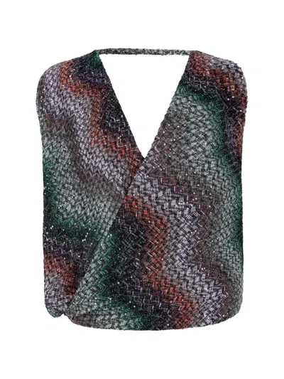 Missoni Sequin-embellished Zigzag Top In Multi