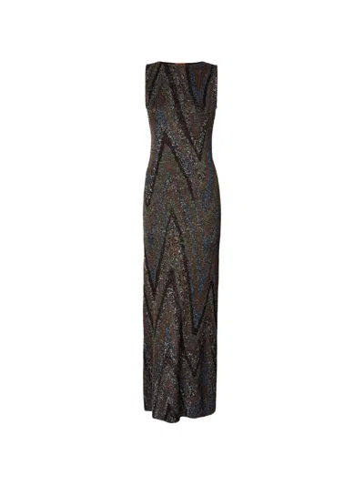 Missoni Sequin-embellished Zigzag-knit Dress In Multi