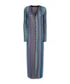 Missoni Sequinned Pleated Knit Long Cardigan In Blue