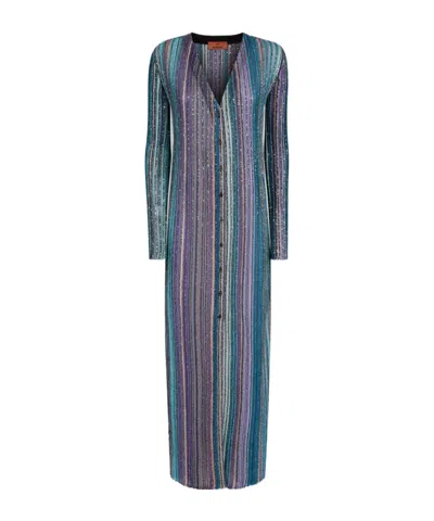 MISSONI MISSONI SEQUINNED PLEATED KNIT LONG CARDIGAN