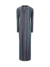 Missoni Sequinned Pleated Knit Long Cardigan In Blue