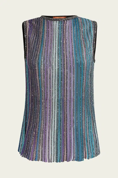 MISSONI SEQUINNED PLEATED TOP IN MULTI