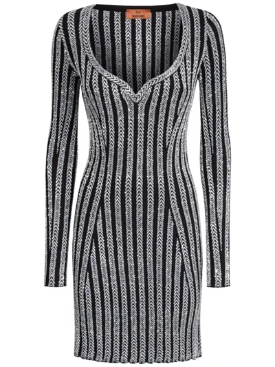 Missoni Sequin-embellished Ribbed-knit Mini Dress In Silver