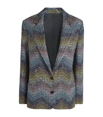 Missoni Sequinned Zigzag Blazer In Gray