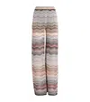 Missoni Sequin-embellished Striped Metallic Crochet-knit Wide-leg Pants In Brown