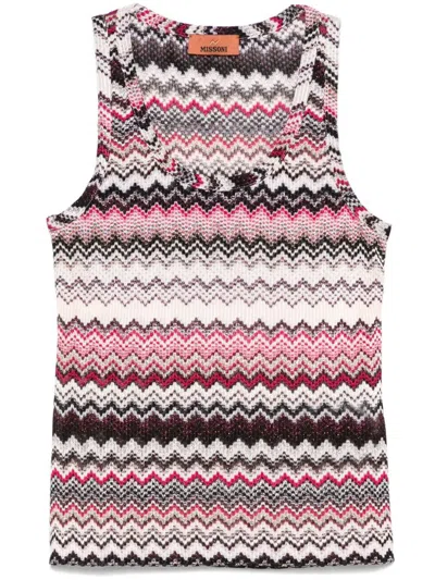 MISSONI MISSONI SERRATED LAMÉ ZIG-ZAG PATTERN TANK TOP CLOTHING