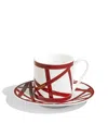 Missoni Set Of 2 Bone China Nastri Bordeaux Coffee Cups And Saucers