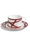 Missoni Set Of 2 Bone China Nastri Bordeaux Teacups And Saucers