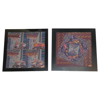 Pre-owned Missoni Set Of 2 Tapestry With Wooden Frame By , Italy, 1980s In Brown