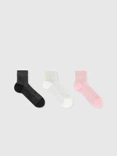 Missoni Set Of 3 Lamé Ribbed Socks In Multicoloured