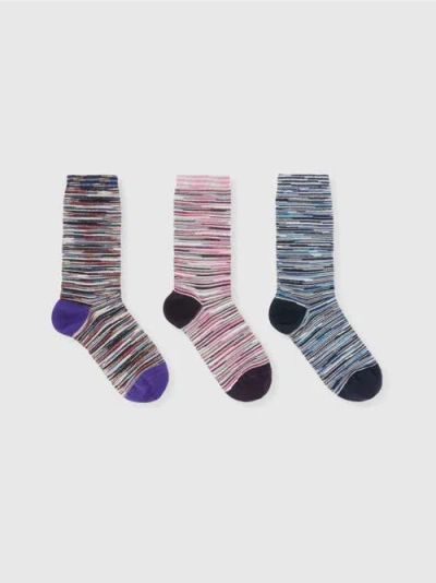 Missoni Set Of 3 Slub Socks In Multicoloured
