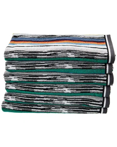 Missoni Set Of 6 Wooden Bath Towels In Green