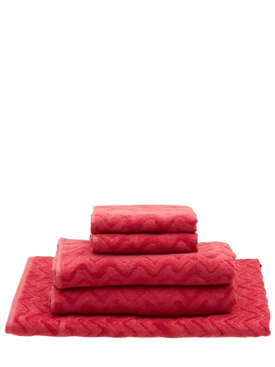 Missoni Set Of Red, Soft And Practical Towels In Multi
