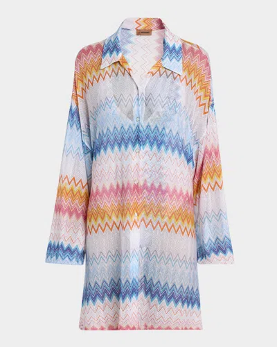 Missoni Shaded Chevron Tunic Coverup In Multicolored Shaded Fucsia