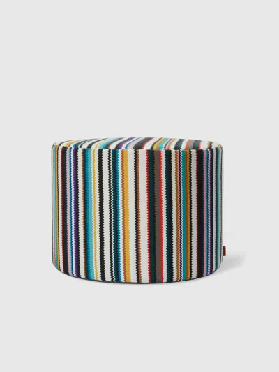 Missoni Shangai Cylindrical Outdoor Pouffe 40x30 Cm With Zigzag Pattern In Yellow  Multicoloured