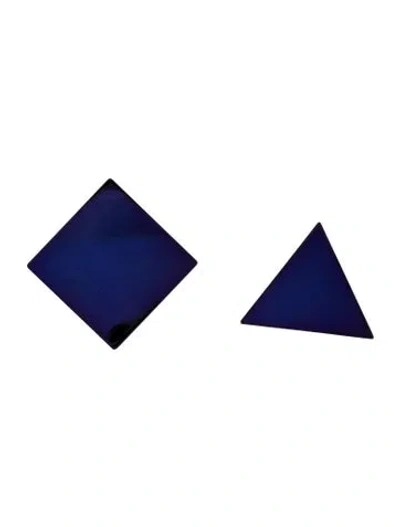 Pre-owned Missoni Shape Asymmetrical Clip-on Earrings In Multicolor