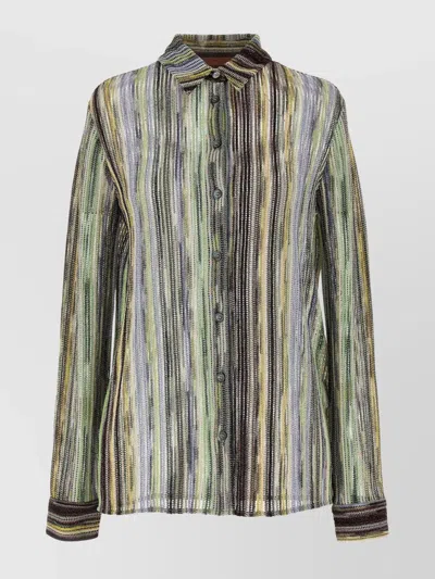 Missoni Sheer Fabric Striped Pattern Shirt In Multi