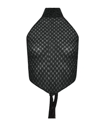 Missoni Sheer Lurex Halterneck Knitted Top In Black