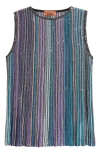 Missoni T Stripe Slvls High Nk Top In Dark Tones Multi