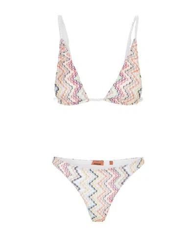 Missoni Mare Striped Metallic Triangle Bikini In Animal Print