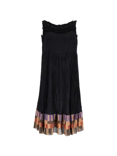 Pre-owned Missoni Shirred Pleated Mini Dress In Black