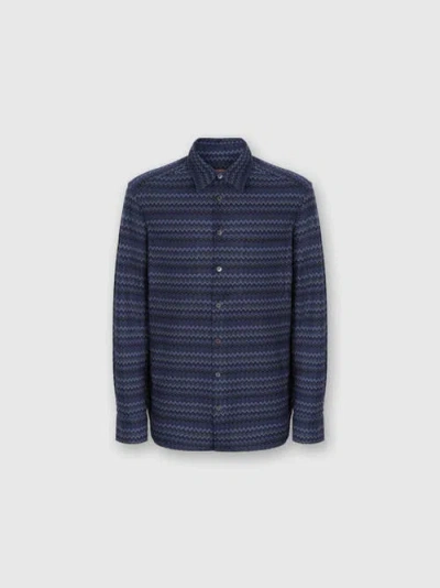 Missoni Shirt With Micro Zigzag Tone On Tone In Blue