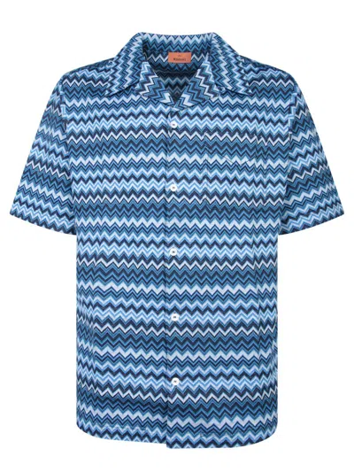 Missoni Zigzag Cotton Shirt In Blue