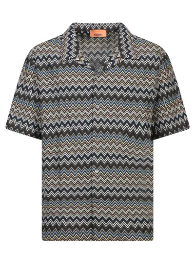 Missoni Multicolor Zig Zag Shirt In Brown