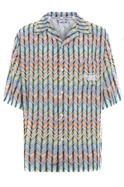 Missoni Chevron-print Twill Shirt In Green